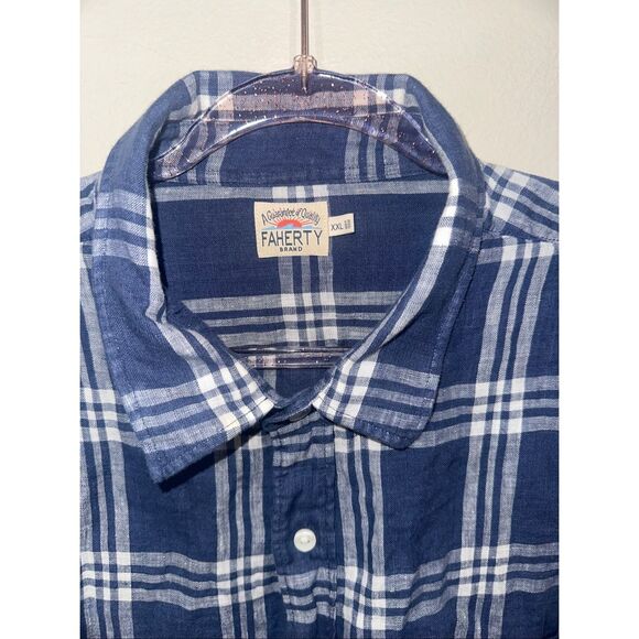 Faherty XXL Mens Blue Plaid Lightweight Long Sleeve Button Up - Picture 4 of 6